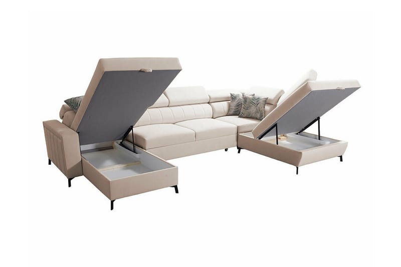 Galbally 5-sits Hörnbäddsoffa NO_BRAND Beige/Light beige - Möbler - Soffa - Bäddsoffa