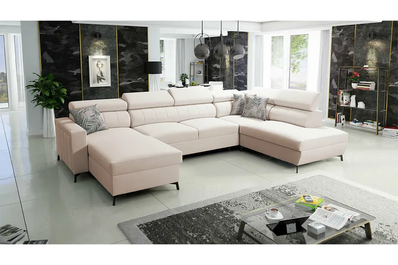 Galbally 5-sits Hörnbäddsoffa NO_BRAND Beige/Light beige - Möbler - Soffa - Bäddsoffa