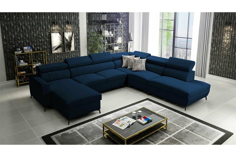 Galbally 5-sits Hörnbäddsoffa NO_BRAND Dark blue - Möbler - Soffa - Bäddsoffa