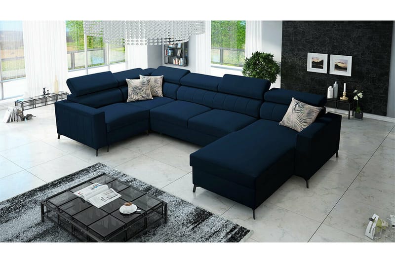 Galbally 5-sits Hörnbäddsoffa NO_BRAND Dark blue - Möbler - Soffa - Bäddsoffa
