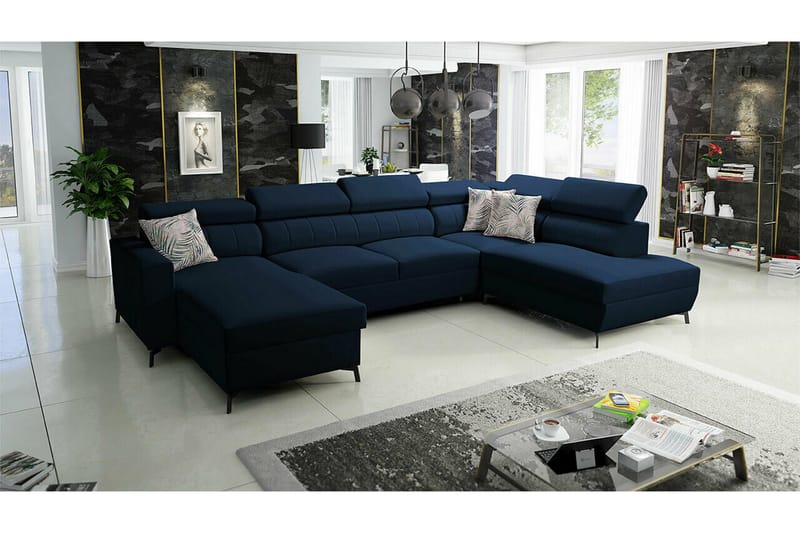 Galbally 5-sits Hörnbäddsoffa NO_BRAND Dark blue - Möbler - Soffa - Bäddsoffa