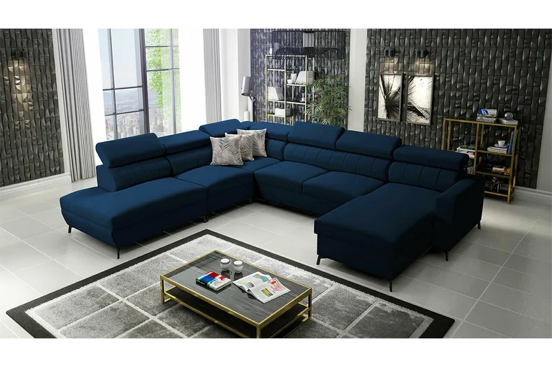 Galbally 5-sits Hörnbäddsoffa NO_BRAND Dark blue - Möbler - Soffa - Bäddsoffa
