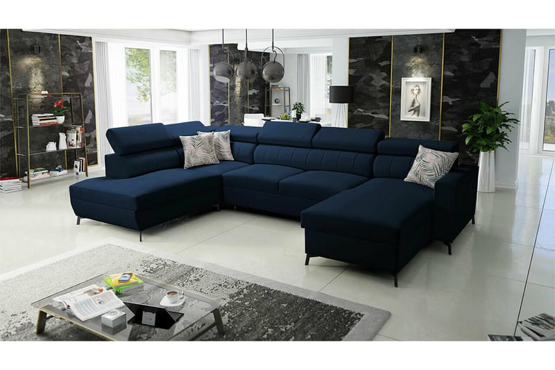 Galbally 5-sits Hörnbäddsoffa NO_BRAND Dark blue - Möbler - Soffa - Bäddsoffa