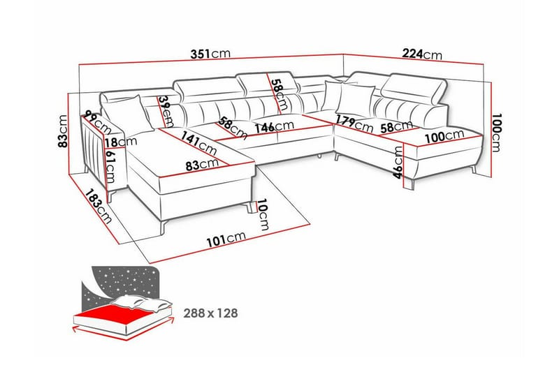 Galbally 5-sits Hörnbäddsoffa NO_BRAND Dark brown - Möbler - Soffa - Bäddsoffa