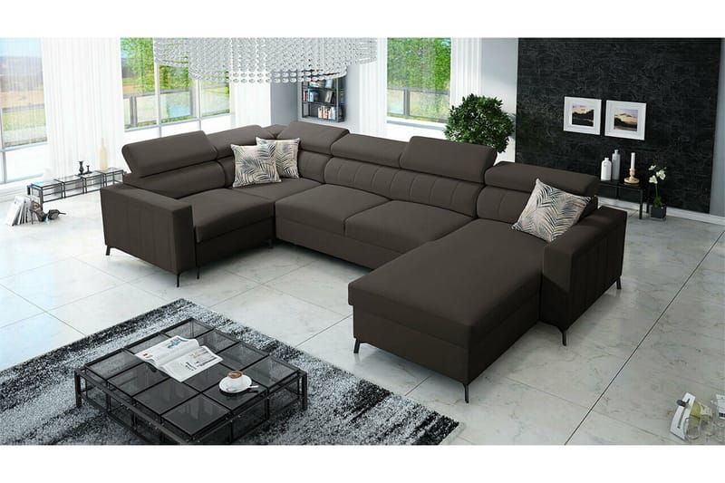 Galbally 5-sits Hörnbäddsoffa NO_BRAND Dark brown - Möbler - Soffa - Bäddsoffa