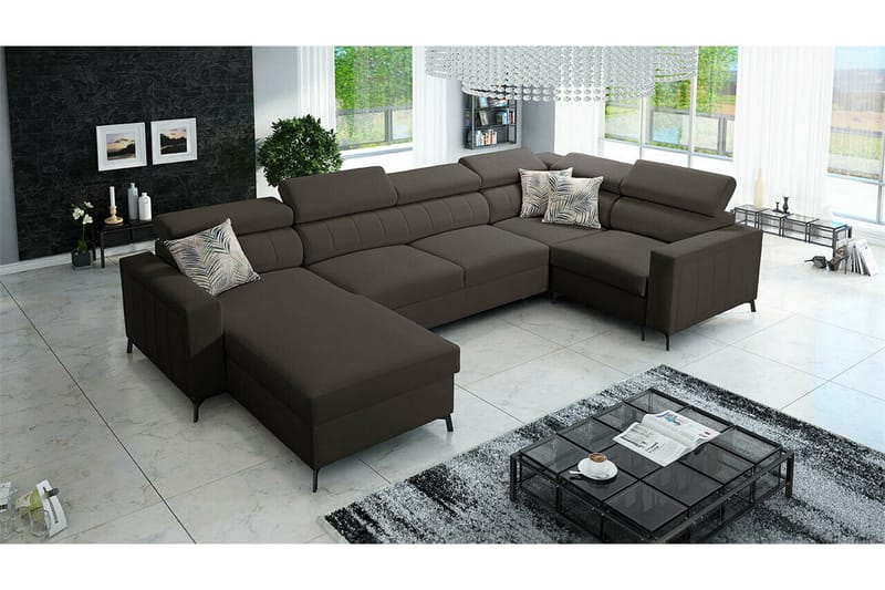 Galbally 5-sits Hörnbäddsoffa NO_BRAND Dark brown - Möbler - Soffa - Bäddsoffa