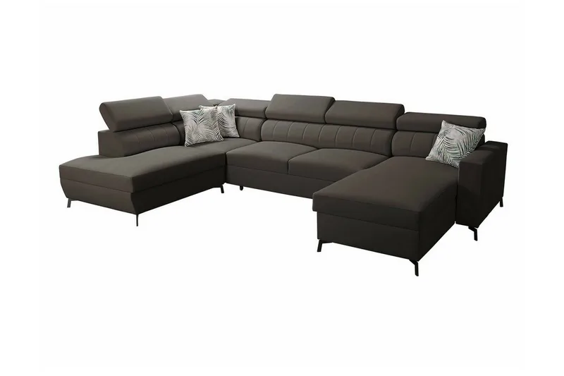 Galbally 5-sits Hörnbäddsoffa NO_BRAND Dark brown - Möbler - Soffa - Bäddsoffa