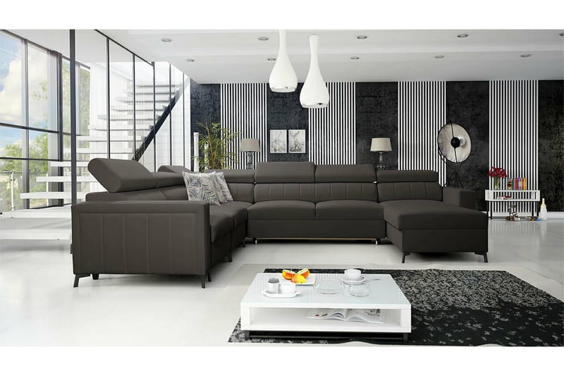 Galbally 5-sits Hörnbäddsoffa NO_BRAND Dark brown - Möbler - Soffa - Bäddsoffa