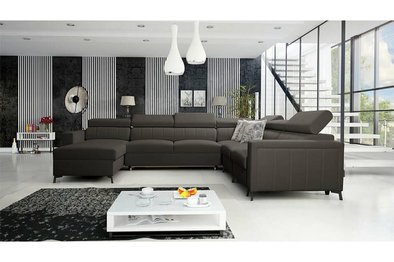 Galbally 5-sits Hörnbäddsoffa NO_BRAND Dark brown - Möbler - Soffa - Bäddsoffa