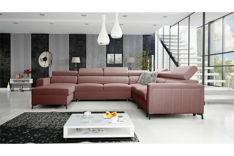 Galbally 5-sits Hörnbäddsoffa NO_BRAND Dark pink - Möbler - Soffa - Bäddsoffa