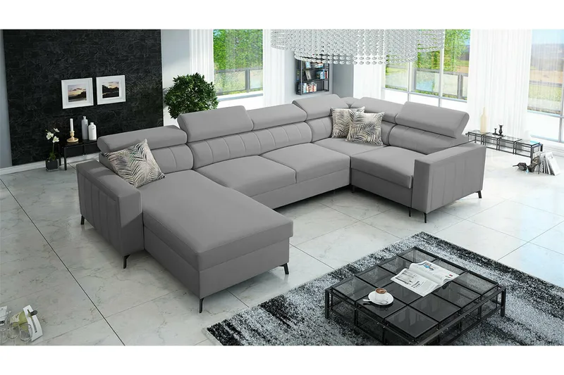 Galbally 5-sits Hörnbäddsoffa NO_BRAND Grey - Möbler - Soffa - Bäddsoffa
