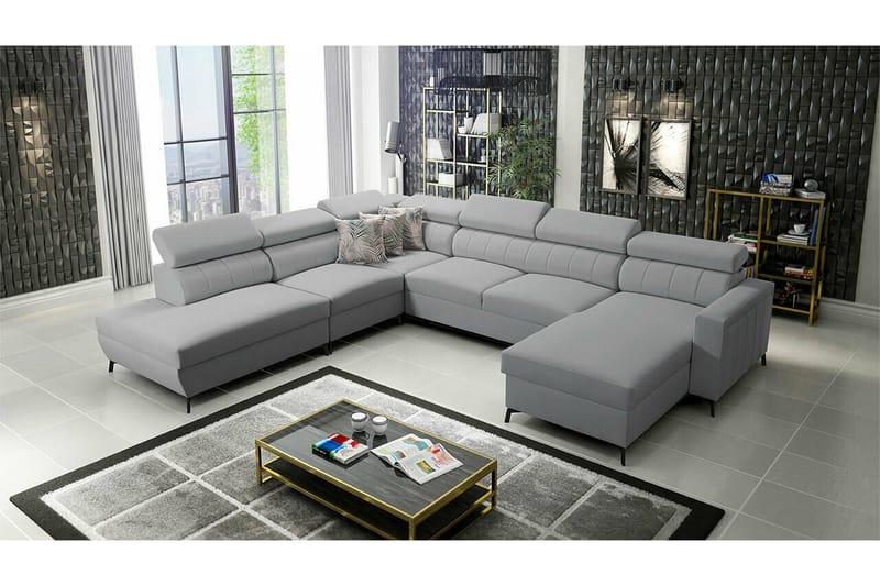 Galbally 5-sits Hörnbäddsoffa NO_BRAND Light grey - Möbler - Soffa - Bäddsoffa