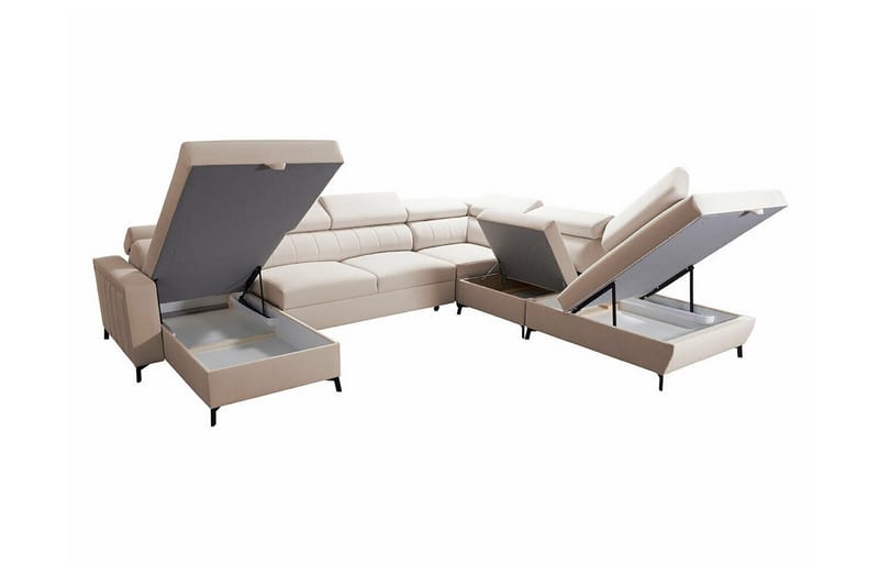 Galbally 5-sits Hörnbäddsoffa NO_BRAND Light grey - Möbler - Soffa - Bäddsoffa