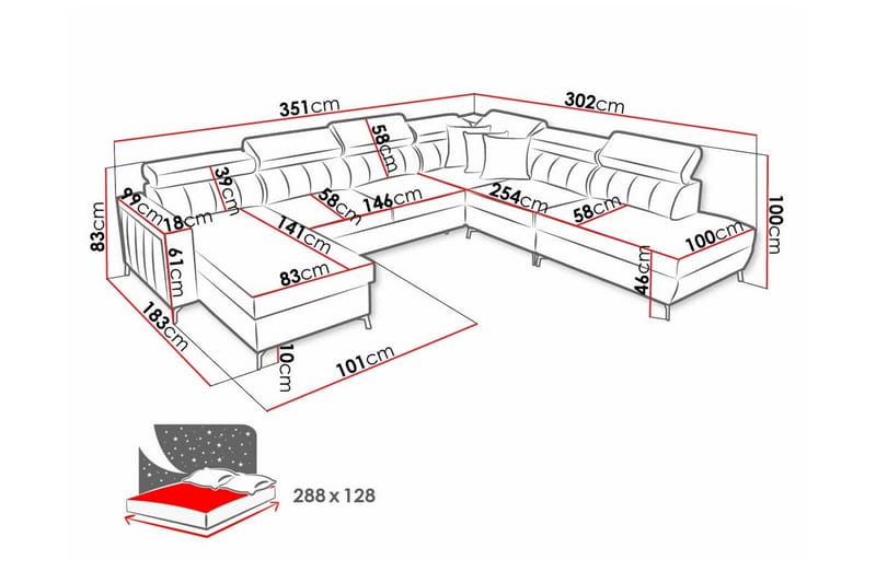 Galbally 5-sits Hörnbäddsoffa NO_BRAND Light grey - Möbler - Soffa - Bäddsoffa