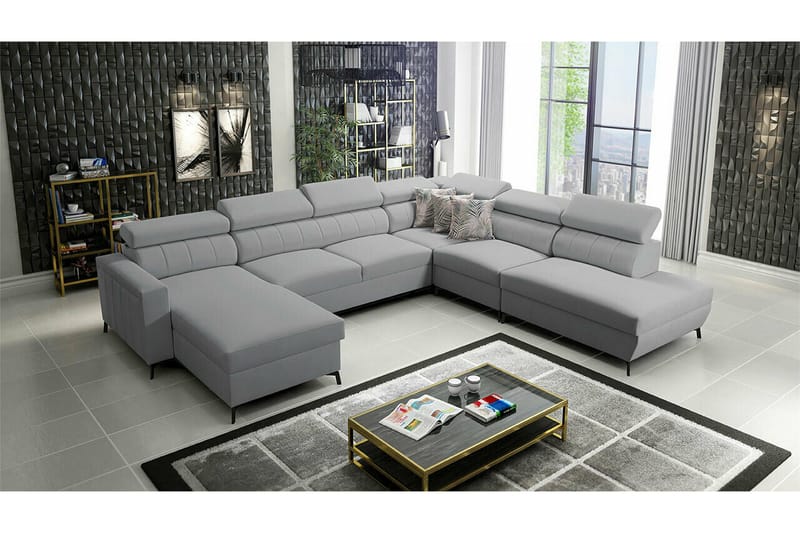 Galbally 5-sits Hörnbäddsoffa NO_BRAND Light grey/Dark grey - Möbler - Soffa - Bäddsoffa