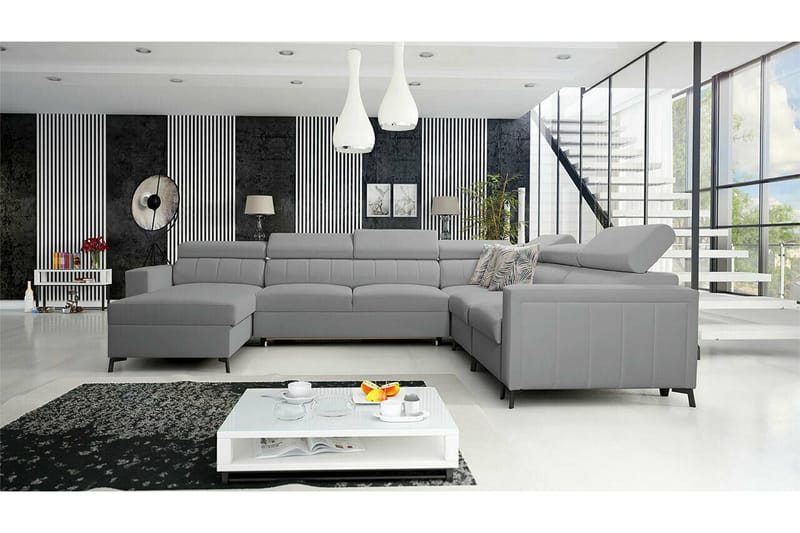 Galbally 5-sits Hörnbäddsoffa NO_BRAND Light grey/Dark grey - Möbler - Soffa - Bäddsoffa