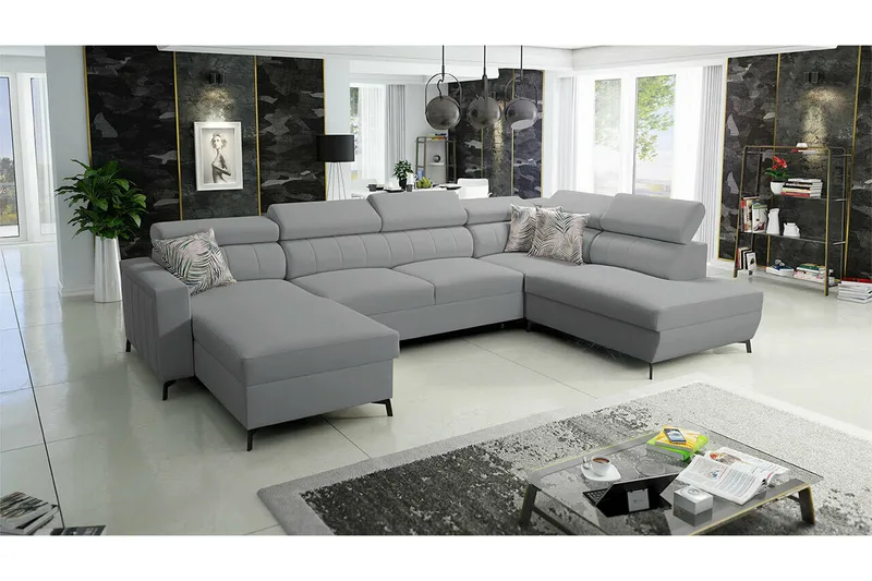 Galbally 5-sits Hörnbäddsoffa NO_BRAND Light grey/Dark grey - Möbler - Soffa - Bäddsoffa