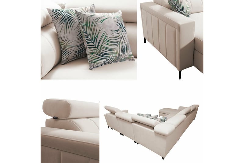 Galbally 5-sits Hörnbäddsoffa NO_BRAND Light pink - Möbler - Soffa - Bäddsoffa