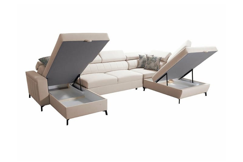 Galbally 5-sits Hörnbäddsoffa NO_BRAND Light pink - Möbler - Soffa - Bäddsoffa