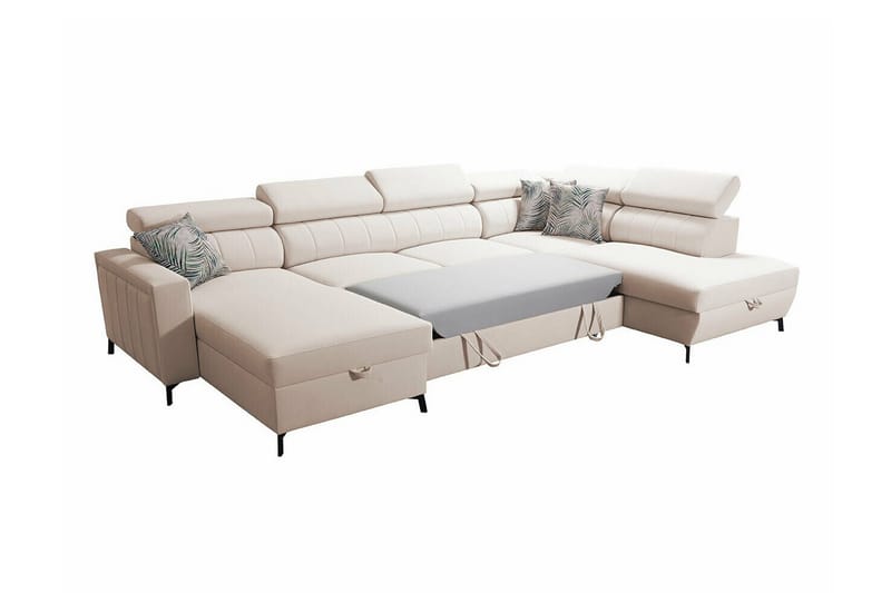 Galbally 5-sits Hörnbäddsoffa NO_BRAND Light pink - Möbler - Soffa - Bäddsoffa