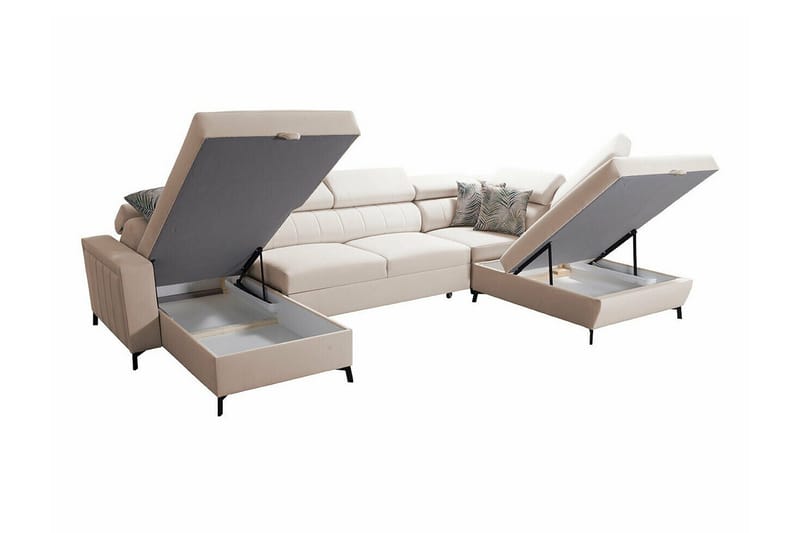 Galbally 5-sits Hörnbäddsoffa NO_BRAND Ljusgrå - Möbler - Soffa - Bäddsoffa