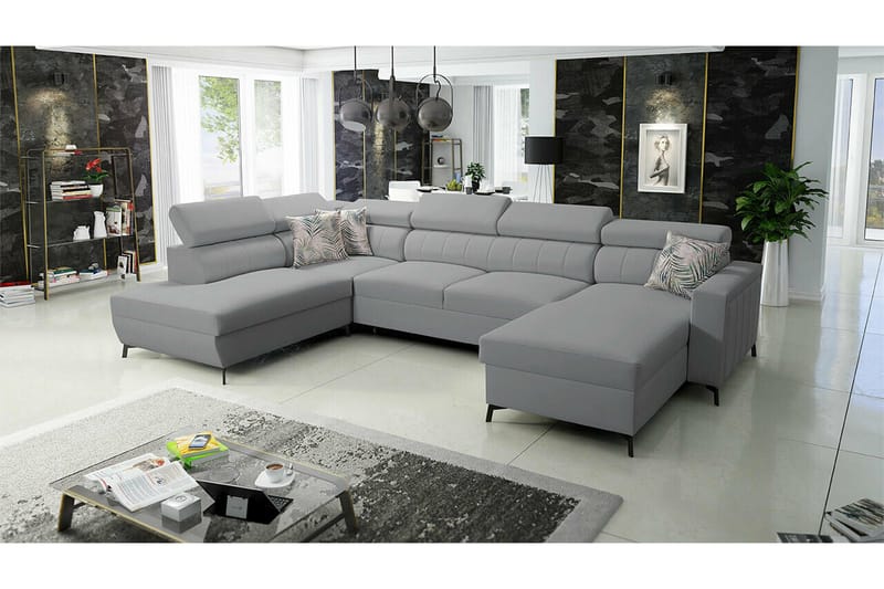 Galbally 5-sits Hörnbäddsoffa NO_BRAND Ljusgrå - Möbler - Soffa - Bäddsoffa