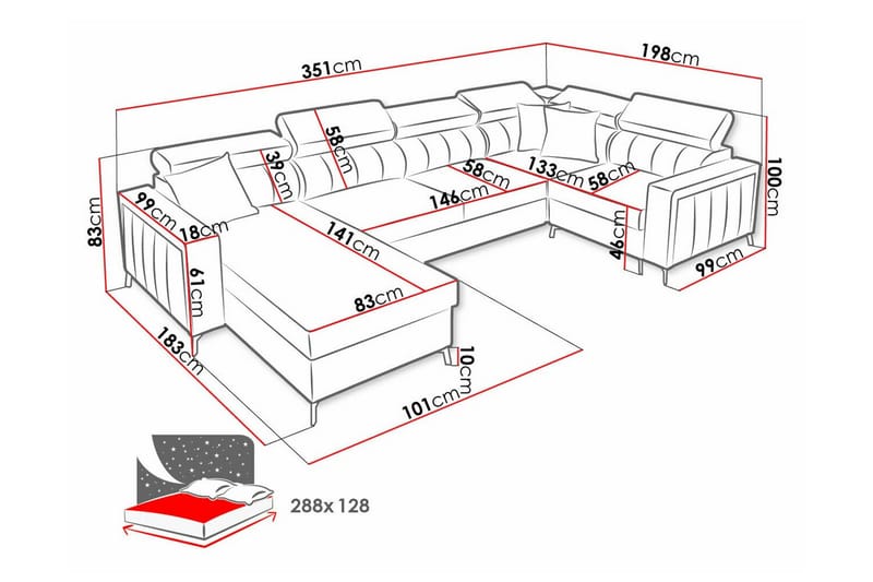 Galbally 5-sits Hörnbäddsoffa - Möbler - Soffa - Bäddsoffa