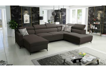 Galbally 5-sits U-formad Hörnbäddsoffa med Förvaring i Tyg - Brun - Möbler - Soffa - Bäddsoffa