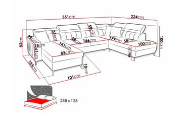 Galbally 5-sits U-formad Hörnbäddsoffa med Förvaring i Tyg - Brun - Möbler - Soffa - Bäddsoffa