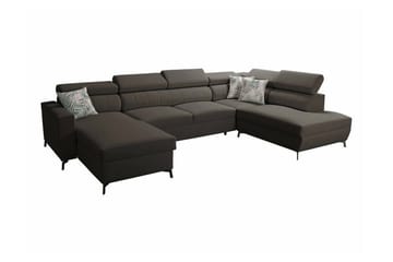 Galbally 5-sits U-formad Hörnbäddsoffa med Förvaring i Tyg - Brun - Möbler - Soffa - Bäddsoffa