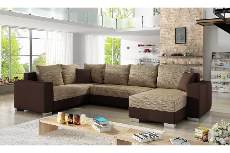 Gallicanta Hörnbäddsoffa - Beige/Brun - Möbler - Soffa - Bäddsoffa