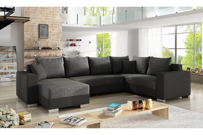 Gallicanta Hörnbäddsoffa - Grå/Svart - Möbler - Soffa - Bäddsoffa