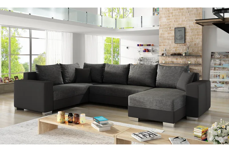 Gallicanta Hörnbäddsoffa, Grå/Svart