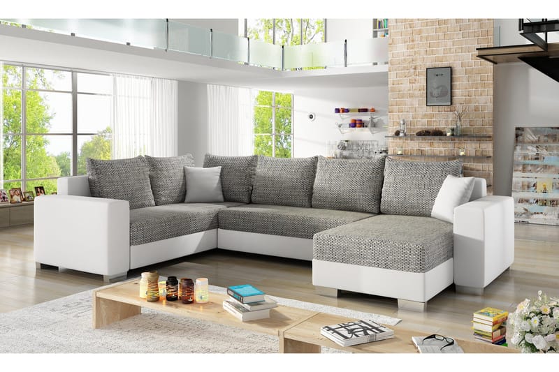 Gallicanta Hörnbäddsoffa - Grå/Vit - Möbler - Soffa - Bäddsoffa