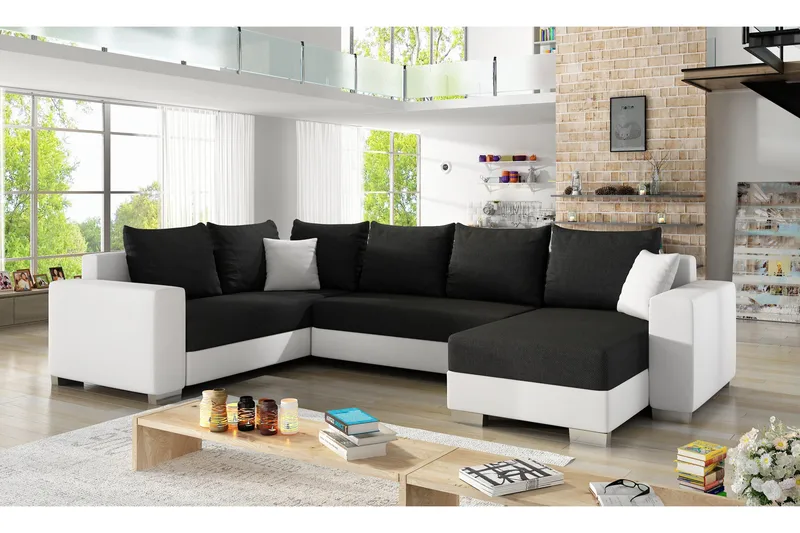 Gallicanta Hörnbäddsoffa, Svart/Vit