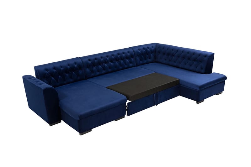 Gerada 4-sits Bäddsoffa med Divan och Schäslong Höger Förvar - Sammet/Beige - Möbler - Soffa - Bäddsoffa