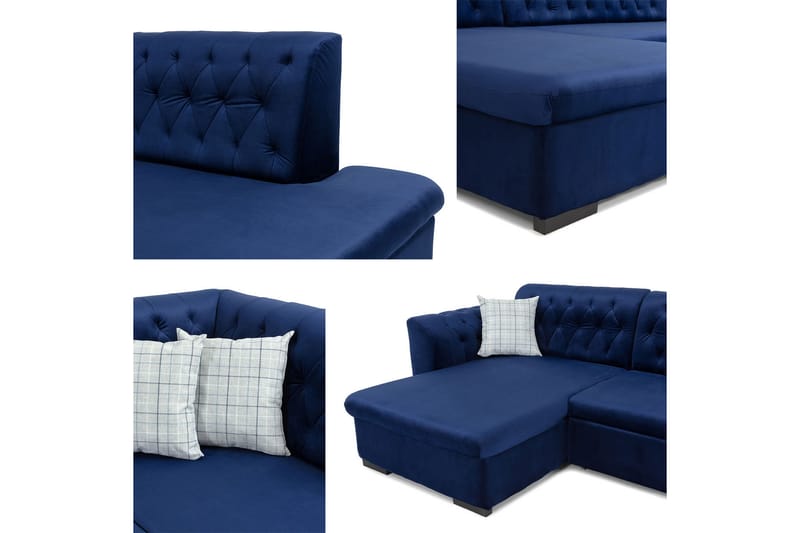Gerada 4-sits Bäddsoffa med Divan och Schäslong Höger Förvar - Sammet/Beige - Möbler - Soffa - Bäddsoffa