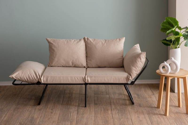 Giancarlo 2-sits Fällbar Bäddsoffa 60x180 cm i Linne - Beige - Möbler - Soffa - Bäddsoffa