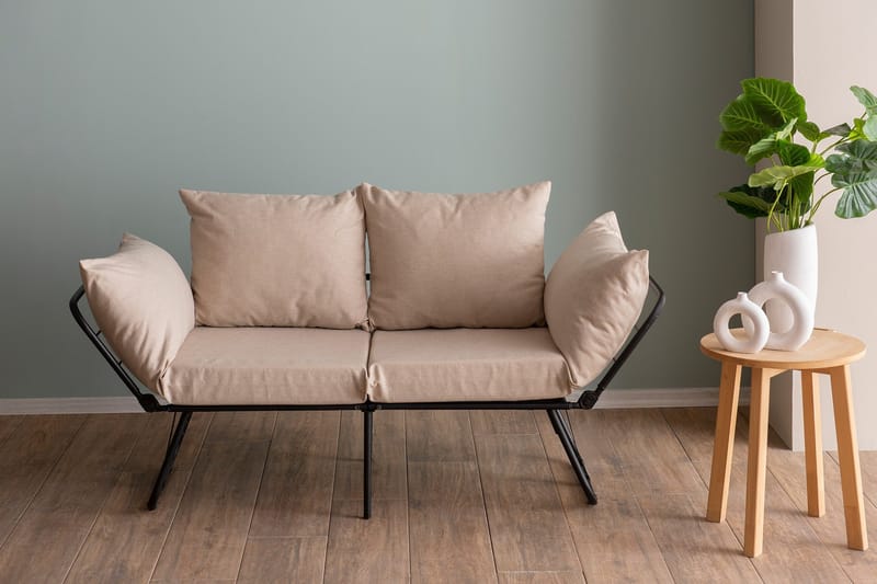 Giancarlo 2-sits Fällbar Bäddsoffa 60x180 cm i Linne - Beige - Möbler - Soffa - Bäddsoffa