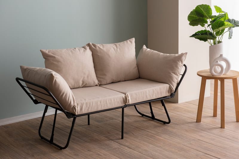 Giancarlo 2-sits Fällbar Bäddsoffa 60x180 cm i Linne - Beige - Möbler - Soffa - Bäddsoffa