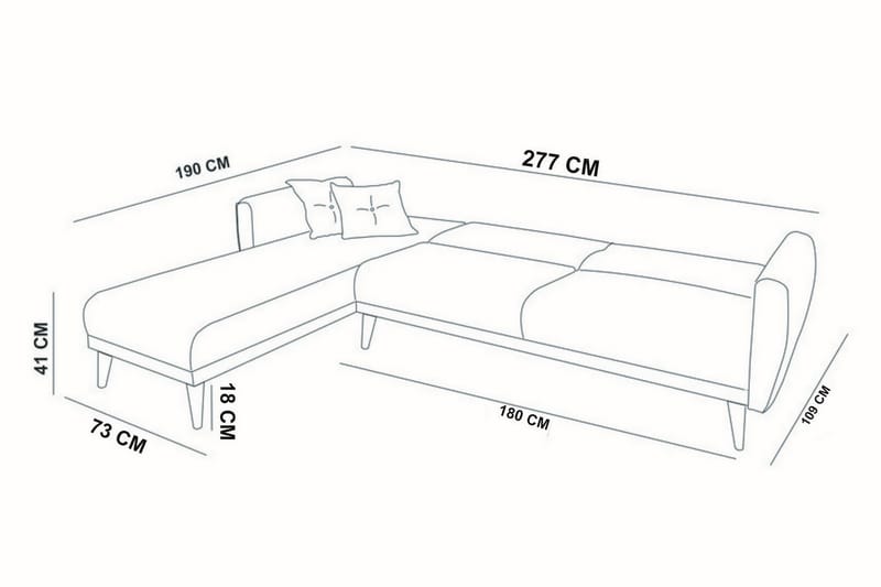 Gjoni Bäddsoffa med Divan Höger - Grå - Bäddsoffa - Bäddsoffa divan