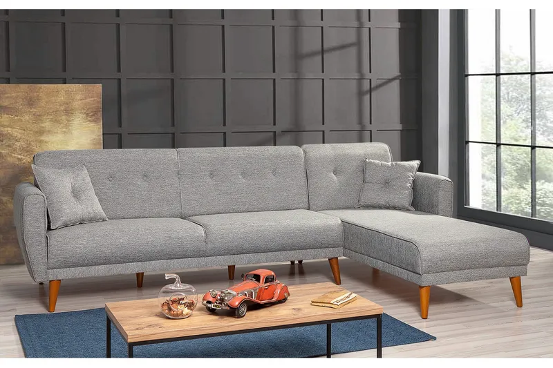 Gjoni Bäddsoffa med Divan Höger - Grå - Möbler - Soffa - Bäddsoffa