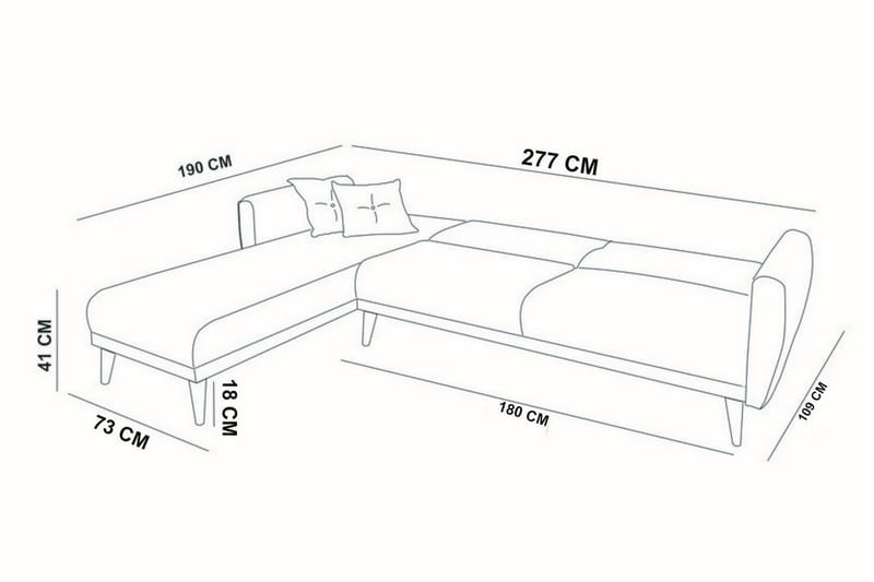 Gjoni Bäddsoffa med Divan Höger - Vit - Bäddsoffa - Bäddsoffa divan