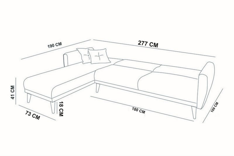 Gjoni Bäddsoffa med Divan Vänster - Grå - Möbler - Soffa - Bäddsoffa