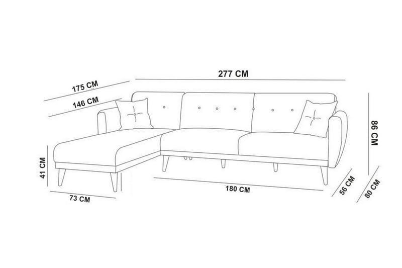 Gjoni Bäddsoffa med Divan Vänster - Grå - Möbler - Soffa - Bäddsoffa