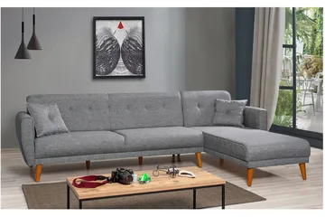 Gjoni Bäddsoffa med Divan Vänster - Grå - Möbler - Soffa - Bäddsoffa