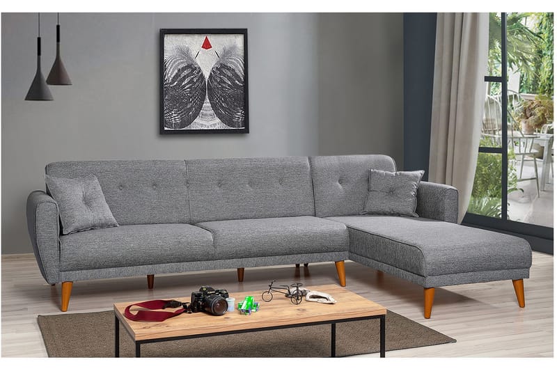 Gjoni Bäddsoffa med Divan Vänster - Grå - Möbler - Soffa - Bäddsoffa