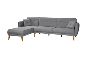 Gjoni Bäddsoffa med Divan Vänster - Grå - Möbler - Soffa - Bäddsoffa