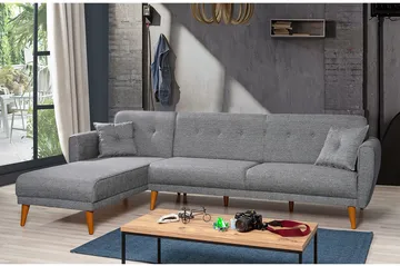 Gjoni Bäddsoffa med Divan Vänster - Grå - Möbler - Soffa - Bäddsoffa