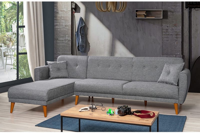 Gjoni Bäddsoffa med Divan Vänster - Grå - Möbler - Soffa - Bäddsoffa